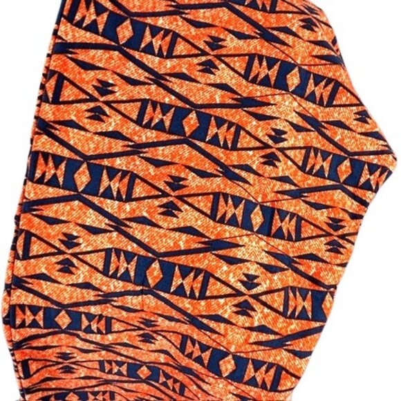 LuLaRoe TC2 Women's Leggings Aztec Tribal Print Orange Gray Plus Size 18-22/24 - Picture 1 of 4